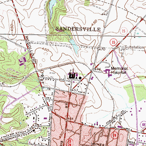 Topographic Map of Sandersville Elementary School, GA