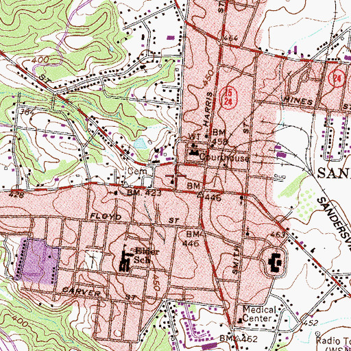 Topographic Map of Sandersville United Methodist Church, GA