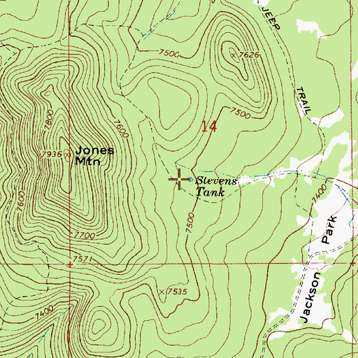 Topographic Map of Stevens Tank, AZ