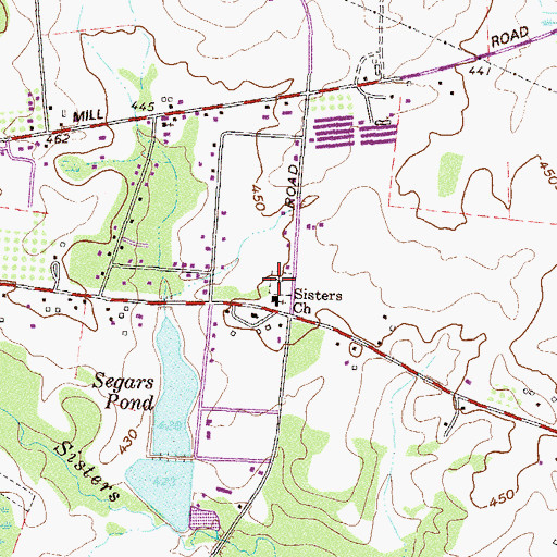Topographic Map of Sisters Cemetery, GA