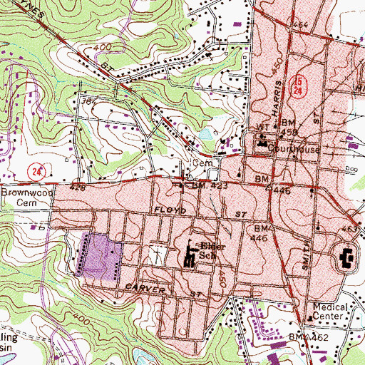 Topographic Map of Springfield Baptist Church, GA