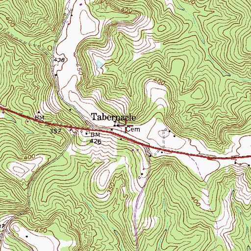 Topographic Map of Tabernacle Cemetery, GA