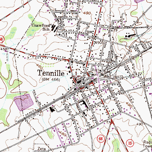 Topographic Map of Tennille City Park, GA