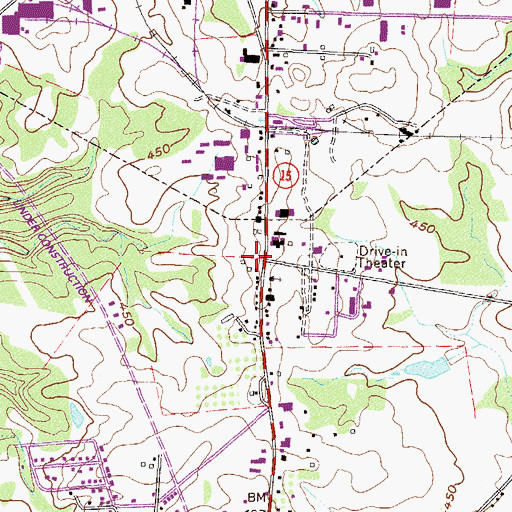 Topographic Map of Twin Cities Plaza Shopping Center, GA