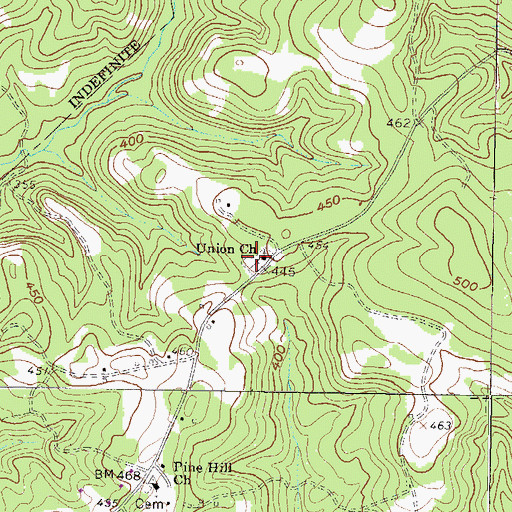 Topographic Map of Union Cemetery, GA