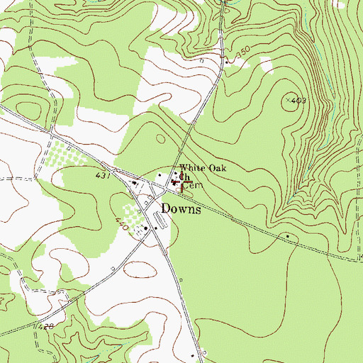 Topographic Map of Whiteoak Cemetery, GA