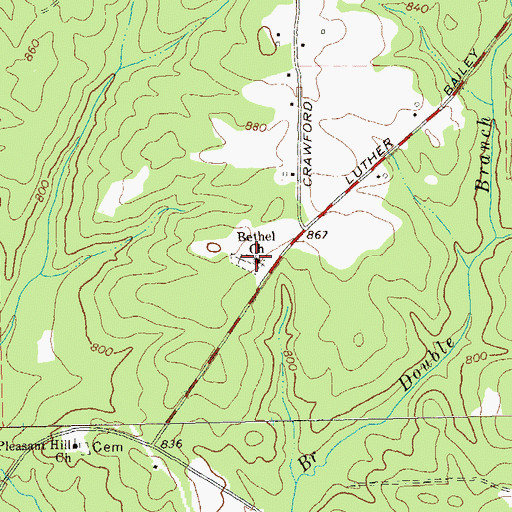 Topographic Map of Bethel Methodist Church, GA
