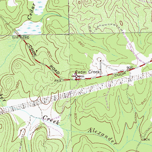 Topographic Map of Cedar Creek Primitive Baptist Church (historical), GA