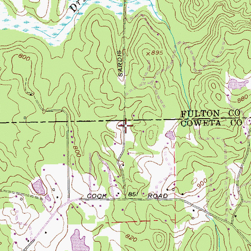 Topographic Map of County Line School (historical), GA