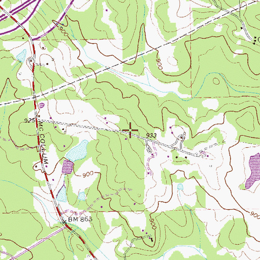 Topographic Map of Country Manor, GA