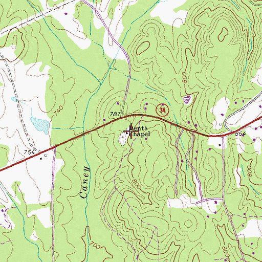 Topographic Map of Dents School (historical), GA