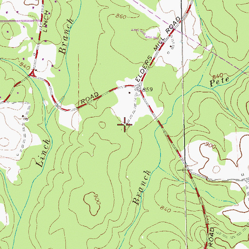 Topographic Map of Elder-Linch Cemetery, GA