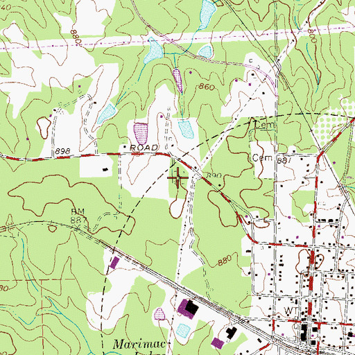 Topographic Map of Elmore Cemetery, GA