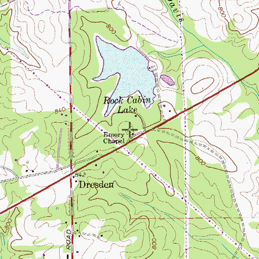 Topographic Map of Emory Chapel Cemetery, GA