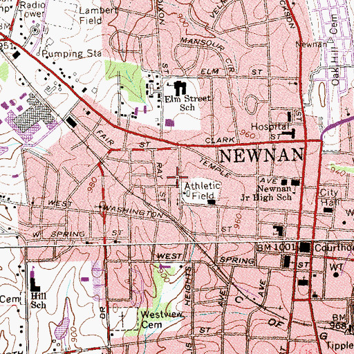 Topographic Map of First Presbyterian Church, GA