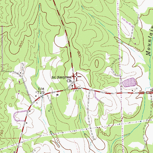 Topographic Map of Gearold Cemetery, GA