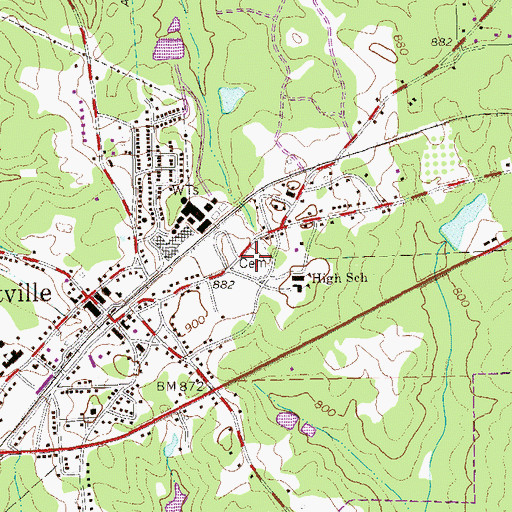 Topographic Map of Grantville City Cemetery, GA