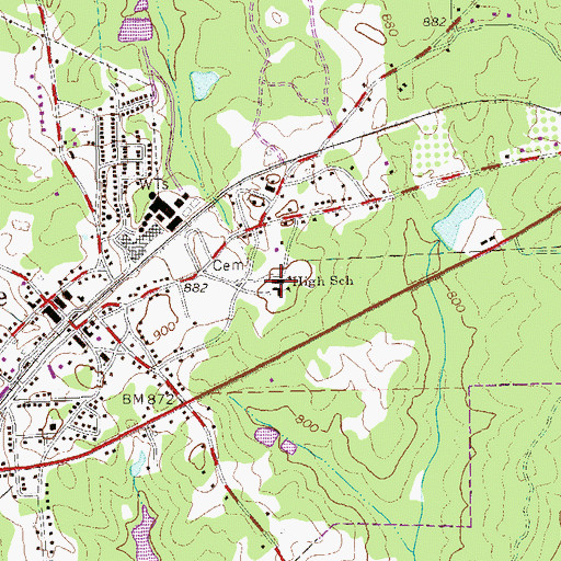 Topographic Map of Grantville High School, GA