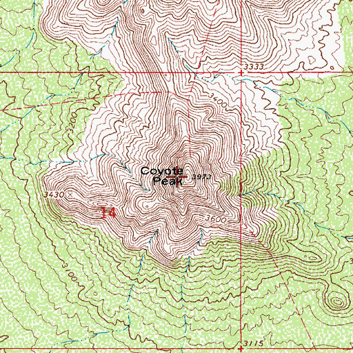 Topographic Map of Coyote Peak, AZ