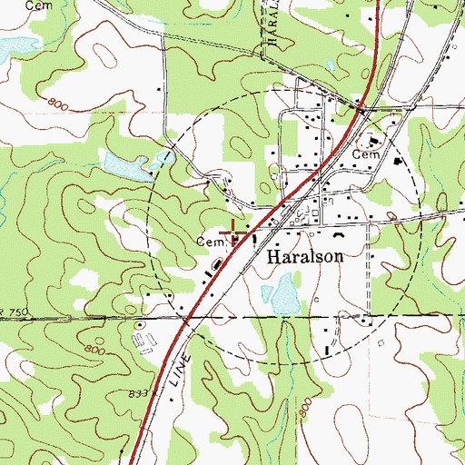 Topographic Map of Haralson Methodist Church, GA