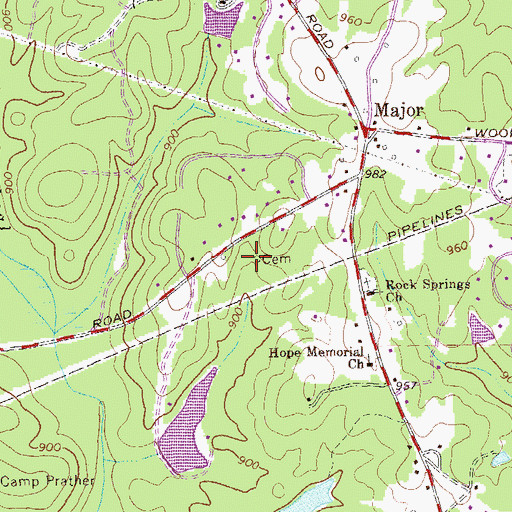 Topographic Map of Hope Memorial Cemetery, GA