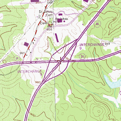 Topographic Map of Interchange Nine, GA