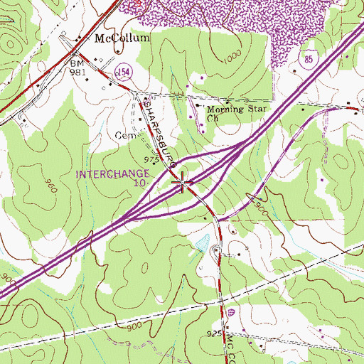 Topographic Map of Interchange Ten, GA