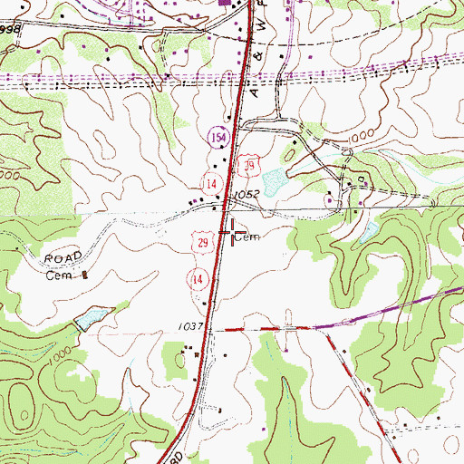 Topographic Map of Johnson Cemetery, GA