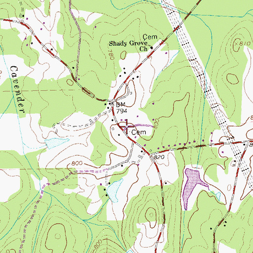 Topographic Map of Johnson Cemetery, GA