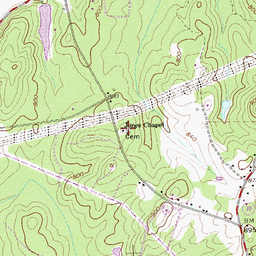 Topographic Map of Jones Cemetery, GA