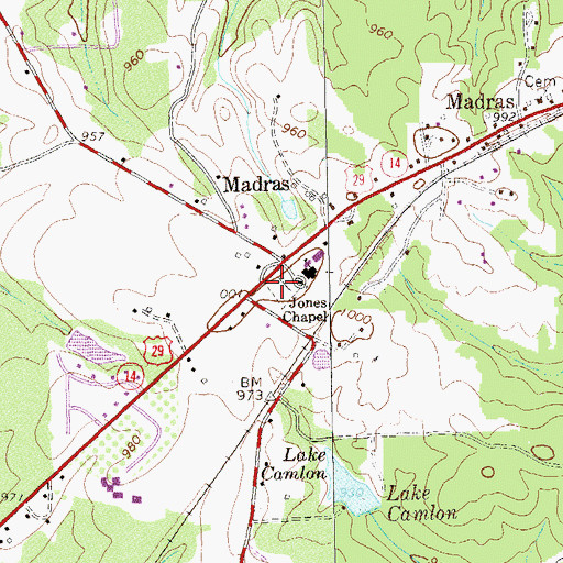 Topographic Map of Jones Chapel Cemetery, GA