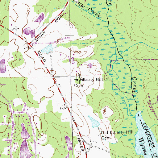 Topographic Map of Liberty Hill School (historical), GA