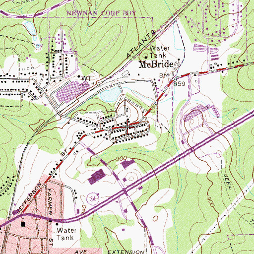 Topographic Map of McIntosh Mills (historical), GA