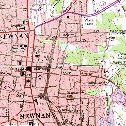 Topographic Map of Mill Chapel Baptist Church, GA