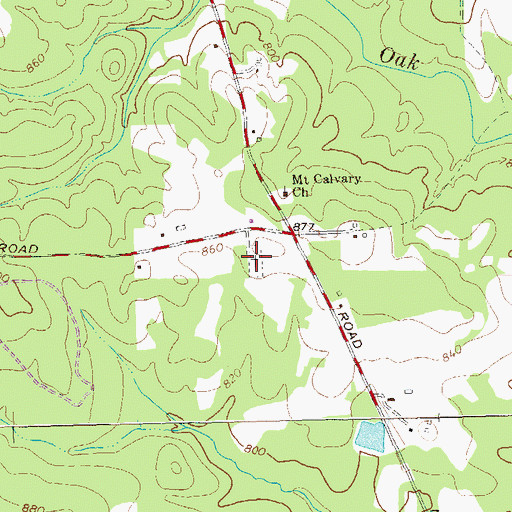 Topographic Map of Mount Calvary Cemetery, GA