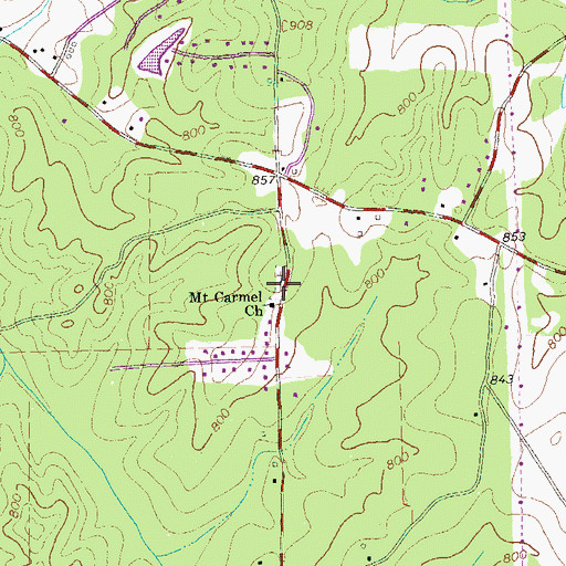 Topographic Map of Mount Carmel Cemetery, GA