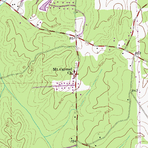 Topographic Map of Mount Carmel School (historical), GA