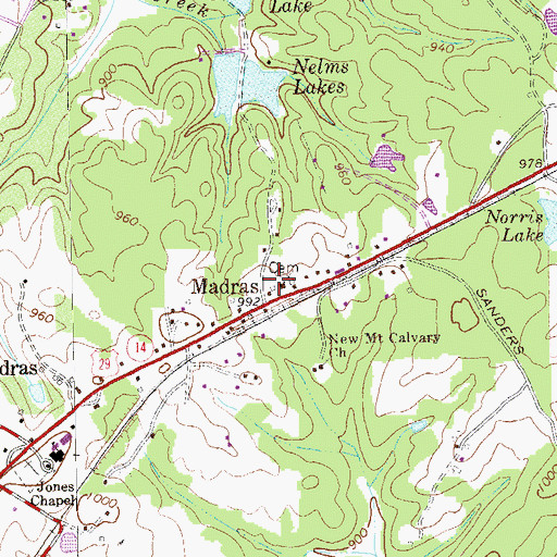 Topographic Map of Mount Gilead Cemetery, GA