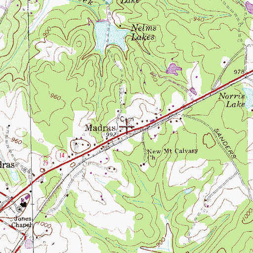 Topographic Map of Mount Gilead Primitive Baptist Church, GA