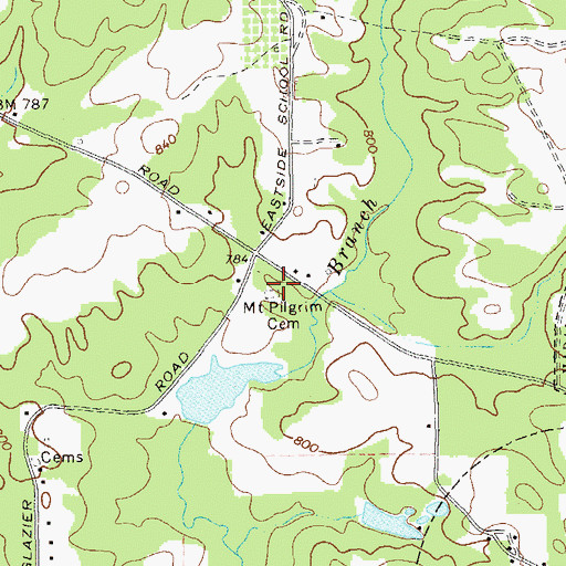 Topographic Map of Mount Pilgrim Lutheran Church (historical), GA
