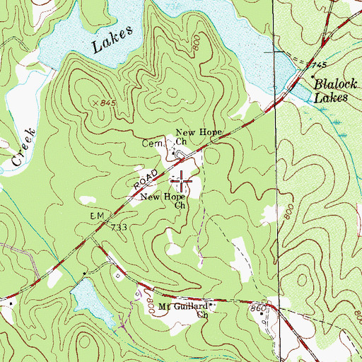 Topographic Map of New Hope Cemetery, GA