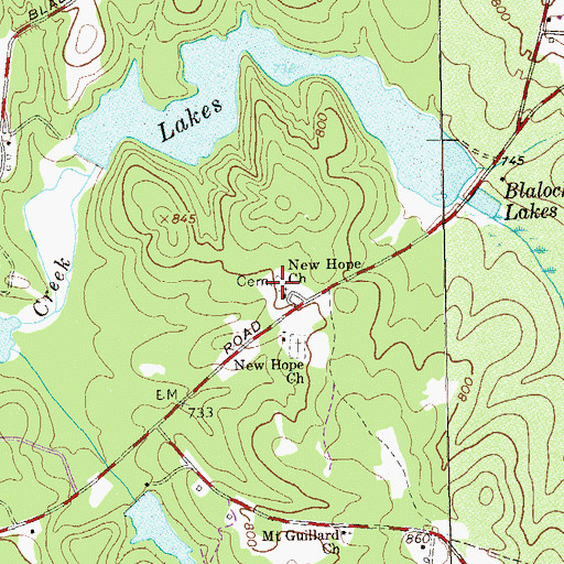 Topographic Map of New Hope Cemetery, GA