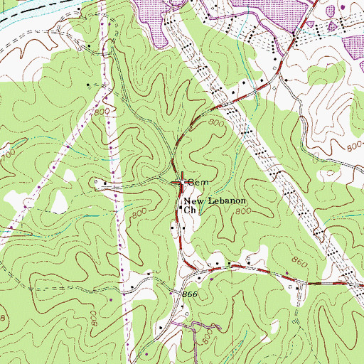 Topographic Map of New Lebanon Cemetery, GA