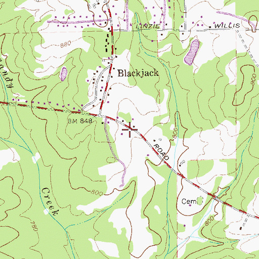 Topographic Map of New White Oak Grove Church, GA