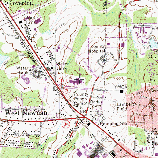 Topographic Map of Evans Middle School, GA