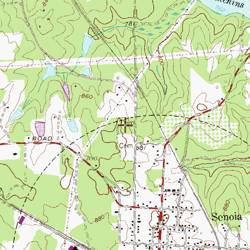 Topographic Map of Oak Grove Cemetery, GA