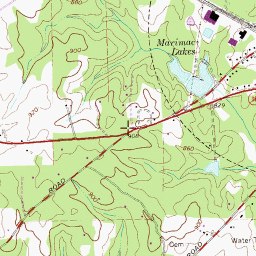 Topographic Map of Open Door Church, GA