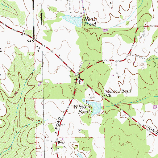 Topographic Map of Pitts Cemetery, GA