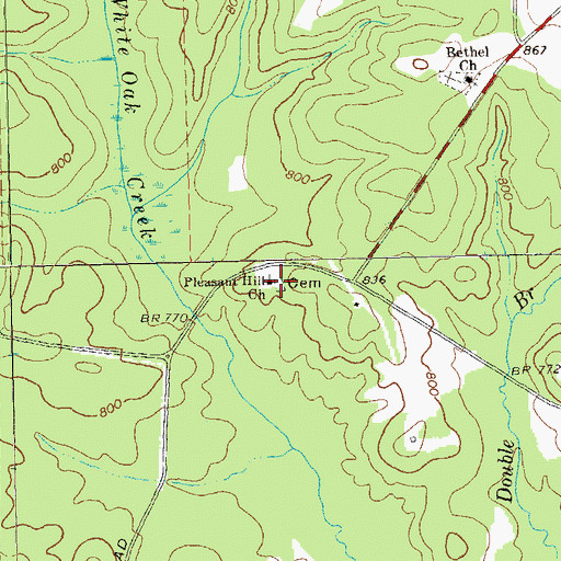 Topographic Map of Pleasant Hill Cemetery, GA