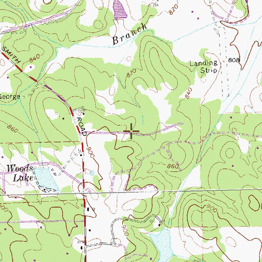 Topographic Map of Rocky Shoals Estates, GA